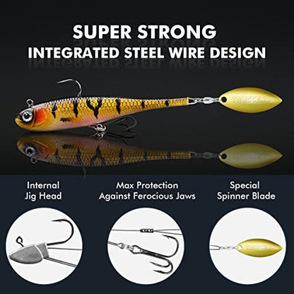 TRUSCEND Shadtale Easy Catch Soft Fishing Lures with BKK Hooks - Trembly Sinking and Vibrating Swim for More Bites, Pre-Rigged Swimbaits for Bass, Trout, Crappie, Walleye, Freshwater Saltwater Fishing - color: E-3.5“,0.5oz