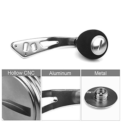 Fishing Reel Power Handle Knob Reel Replacement Parts, Aluminum Alloy Fishing Reel Rocker Knobs Fishing Reel Handle for Baitcasting Spinning Tackle Tools - color: Silver