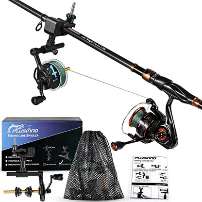 PLUSINNO Fishing Line Spooler For Fishing Reels, Fishing Gear And Equipment Gift For men With Unwinding Function Versatile for Thick & Thin Rods, Works with Spinning Reel, Cast Reel Without Line Twist - style: Fishing Rod Clamp Spooler