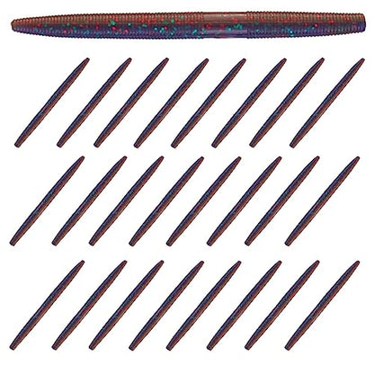Reaction Tackle Wacky Worms, 5.5 Inch Salt Impregnated Soft Plastic Stick Bait Bass Fishing Lures for Finesse, Wacky, Neko, Texas and Carolina Rigs, 24 Pack - color: PB&J