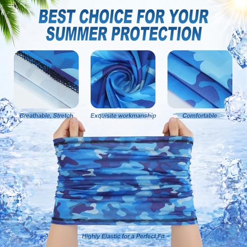 Geyoga Summer UV Protection Cooling Neck Gaiter | Sunscreen Breathable Face Scarf Bandana Mask Neck Gaiter for Outdoor Fishing Hiking Camping - color: Camouflage Colors
