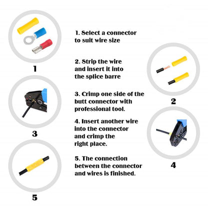 300PCS Wire Connectors, Insulated Crimp Terminals Assortment Kit - Includes Ring, Spade, Butt, Quick Disconnect, Fork for Automotive Electrical Wiring