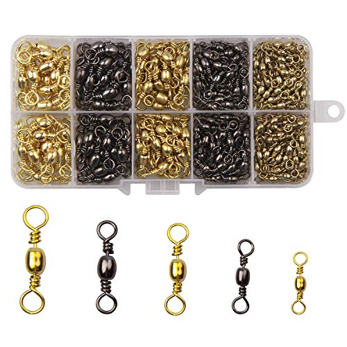 Shaddock Fishing 300pcs Barrel Swivels Fishing Tackles Saltwater Freshwater - color: 300pcs Black Gold Swivels