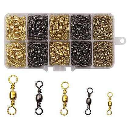 Shaddock Fishing 300pcs Barrel Swivels Fishing Tackles Saltwater Freshwater - color: 300pcs Black Gold Swivels