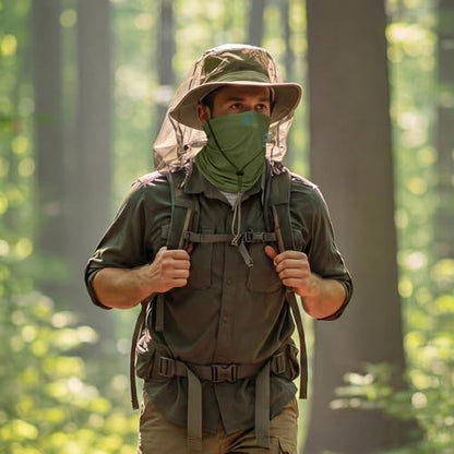 Geyoga 2/4 Pack Cooling Neck Gaiter Summer Breathable Balaclava Face Mask with Mesh Holes UV Protection Sun Scarf Men Women - color: Dark Green