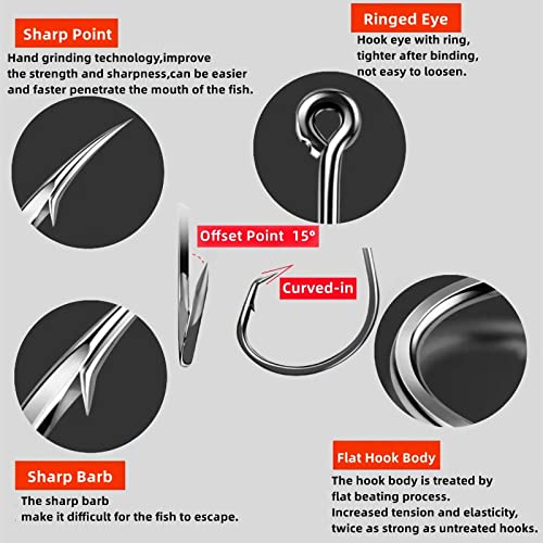 Circle Hooks Fishing Hooks 2X Strong 170PCS/Box|220PCS/Box Octopus Catfish Fish Bulk Fishing Hooks Set Saltwater Freshwater Gear Equipment#1 1/0 2/0 3/0 4/0 5/0 6/0 8/0 10/0 - color: BLACK-220PCS