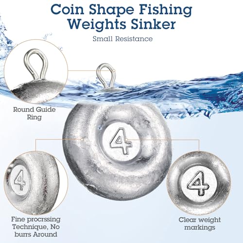 24 Pieces Fishing Disc Sinkers Weights Disc Sinker Fishing Sinkers Weights for Saltwater Catfishing Trolling Surf Tackle - size: 4 oz