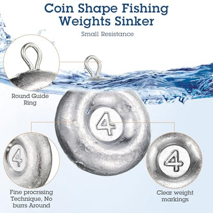 24 Pieces Fishing Disc Sinkers Weights Disc Sinker Fishing Sinkers Weights for Saltwater Catfishing Trolling Surf Tackle - size: 4 oz
