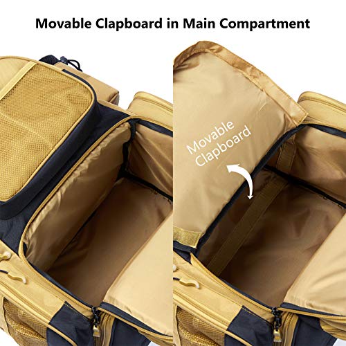 BASSDASH Fishing Tackle Backpack Water Resistant Tactical Bag Soft Tackle Box with Rod Holder and Protective Rain Cover - color: British Khaki Backpack [3670] With 4 Trays