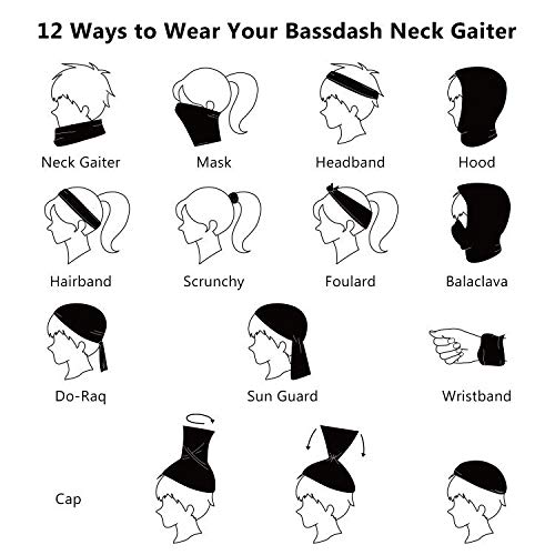 BASSDASH UPF 50+ UV Sun Protection Neck Gaiter Fishing Mask Hunting Kayaking Hiking Cycling Ski Sports - color: Grey Camo