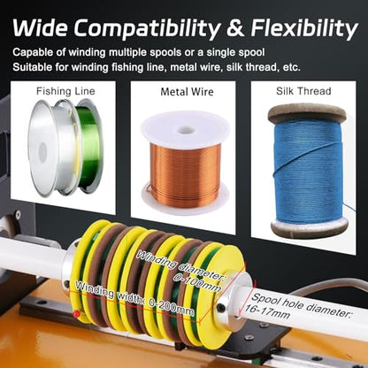 Automatic Winding Machine 900RPM Meter Winder Machine with Auto-Wire Alignment, Compatible with 18-46AWG Wire, Ideal for Fishing Lines, Silk Threads