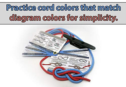 ReferenceReady Nautical Knot Tying Kit for Boaters and Sailors | Waterproof guide to best boating & sailing knots, 4” practice cleat, & practice cord. Great boater gift & boating gear.