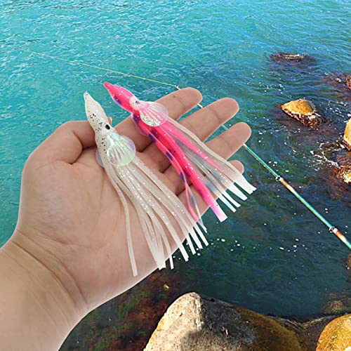 Squid Fishing Lures Large Simulation Luminous Artificial Lures Baits with 3D Holographic Eyes & Treble Hook, Built in Lead Blocks, Lifelike Plastic Fishing Soft Lures for Saltwater Fishing - style: Squid-20pcs