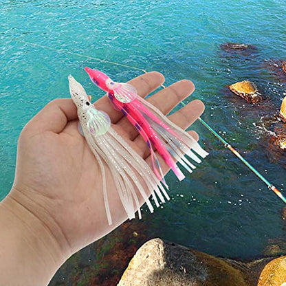 Squid Fishing Lures Large Simulation Luminous Artificial Lures Baits with 3D Holographic Eyes & Treble Hook, Built in Lead Blocks, Lifelike Plastic Fishing Soft Lures for Saltwater Fishing - style: Squid-20pcs