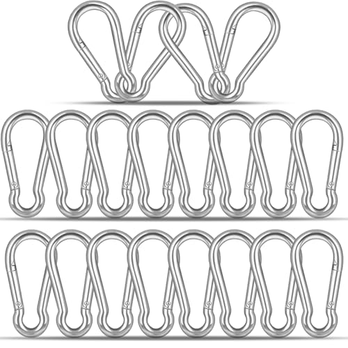 20PCS M5 Heavy Duty Carabiner Clip, 2Inch Snap Hook Quick Link Small Carabiner Clips,Spring Link Buckle for Fishing Camping Hammock Dog Leashes-220LBS Holding Capacity (Silver) - color: Silver, size: 20PCS-M5
