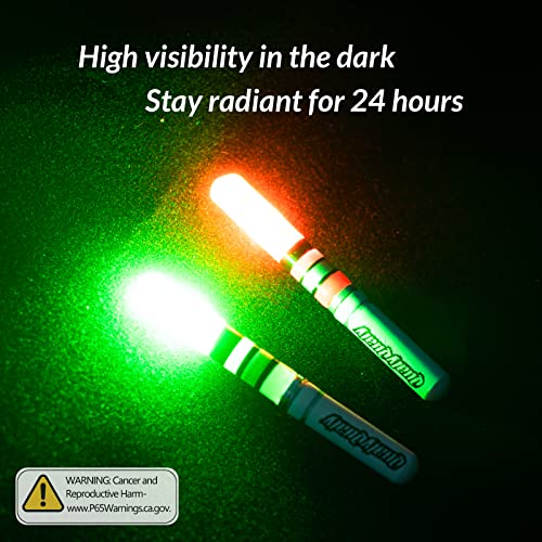 QualyQualy Fishing Glow Sticks, 6 Pcs LED Glow Sticks for Fishing with Batteries, Night Fishing Light Up Fishing Bobbers Floats and Rod Tips - color: Green-6pcs