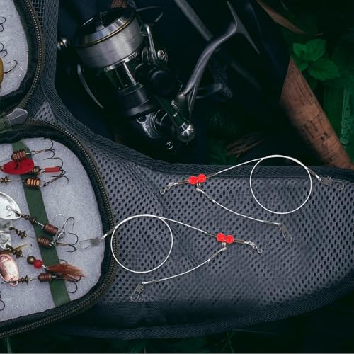 12pcs Fishing Wire Leader : Heavy Duty Leader Rigging Tackle for Pike Muskie Walleye - Anti-Bite Fishing Wire Leash with Swivels Snap for Saltwater Freshwater