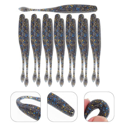 Didiseaon Soft Fishing Lures 7.5cm 15pcs High-Density -Free Swimming Worm Baits for Bass Carp Fishing Portable Artificial Baits for Freshwater Anglers