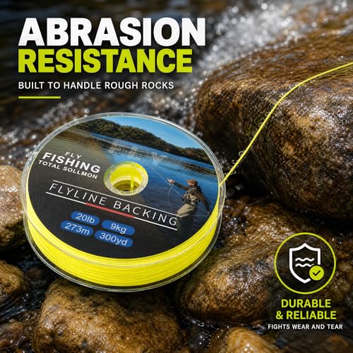 Kylebooker Fly Fishing Dacron Braided Backing Line Abrasion Resistant Trout Fly Line 20lb/30lb - color: Fluo Yellow, size: 30LB 273m/300yds