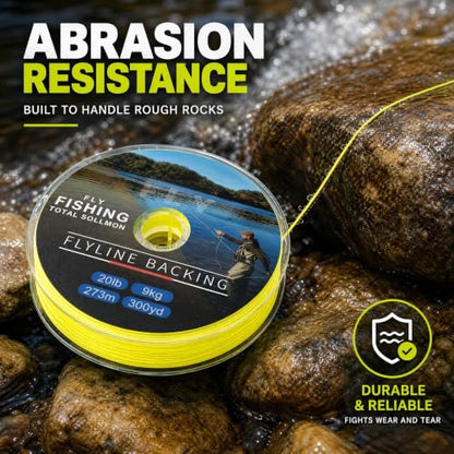 Kylebooker Fly Fishing Dacron Braided Backing Line Abrasion Resistant Trout Fly Line 20lb/30lb - color: Fluo Yellow, size: 30LB 273m/300yds