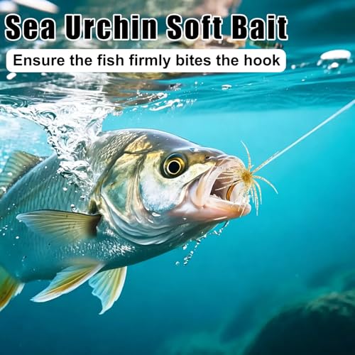 JSCARLIFE Sea Urchin Soft Fishing Lures 4Pcs, 2.75” Floating TPE Swimbait with Flash Sequins, Multi-Tentacle Bass Trout Lure for Freshwater Saltwater - color: Yellow