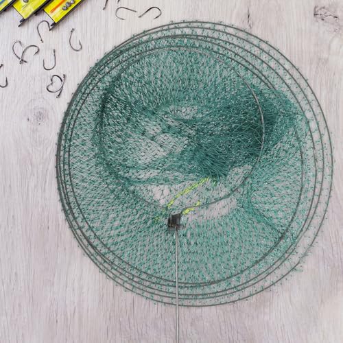 Operitacx Collapsible Fishing Net Keep Crab Shrimp Catch Trap Sturdy Outdoor Foldable Small Fish Sock for Anglers and Crabbing Equipment