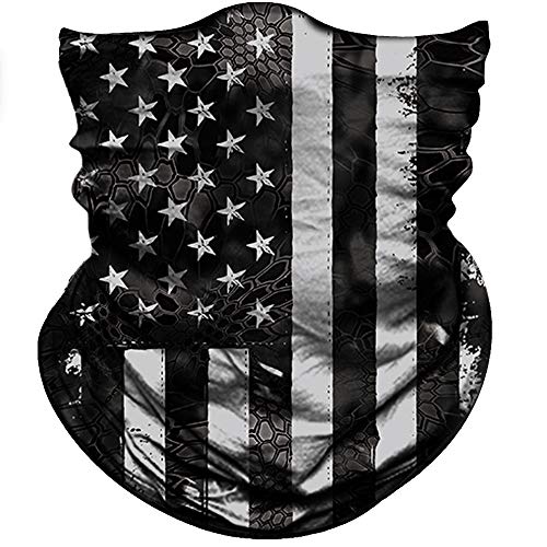 Obacle Bandana Face Mask Neck Gaiter Tube Mask Men Women for Sun Dust Protection - color: Us Flag Black Gray