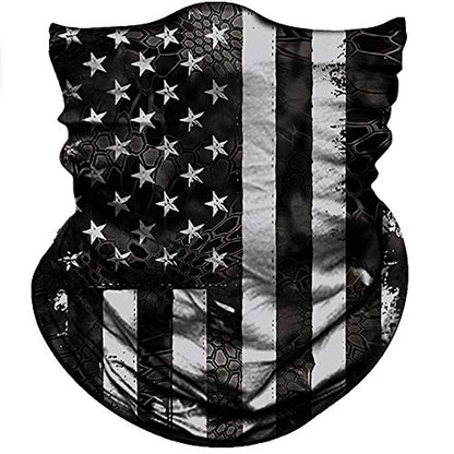 Obacle Bandana Face Mask Neck Gaiter Tube Mask Men Women for Sun Dust Protection - color: Us Flag Black Gray