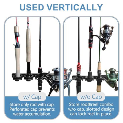 Aventik Vertical/Horizontal Fishing Rod Holder For Garage, Wall, Ceiling Holds Up To 6/12 Fishing Pole Holders (Black) - style: Black