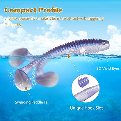 Paddle Tail Swimbait Fishing Lures for Bass Fishing | 5/6/15 Pcs Soft Plastic Lures With Paddle Tail, Pre-Rigged Jig Hook Options for Walleye, Pike & Trout Fishing - color: Model H