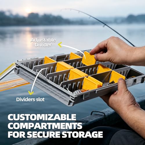 RUNCL 3700 Standard Fishing Tackle Box, Waterproof Floating Lure Storage Box with Adjustable Dividers, Clear Rust-Proof Utility Tray for Terminal Tackle, Hooks and Sinkers - color: 3700 Standard