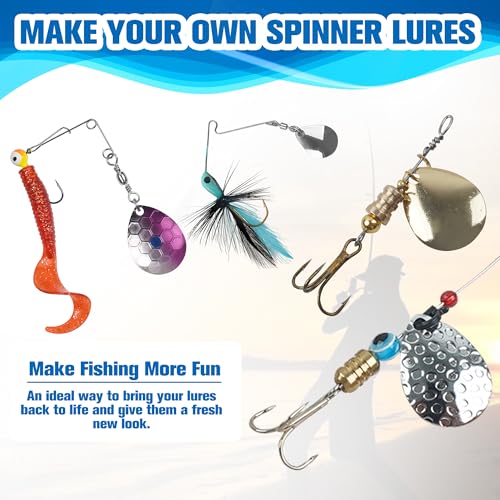 Walleye Rig Making Kit DIY Fishing Lure Spinner Making Kit Supplies Parts Crawler Harness Live Bait Rigs Colorado Blades Pompano Floats Clevis Beads Tackle Fishing - color: 35pcs Blade Spoon