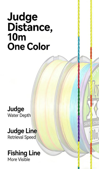 110yd Braided Fishing Line PE X8 Super Strong 8 Strand Braided Line Color Coded 10M Per Color Low Stretch High Sensitivity - color: 20lb Test