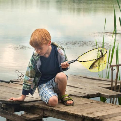 Trout Net Fine Mesh Handle Catch-Release | Fishing Landing Net for Lake River Trout Fishing - size: Carbon handle fishing net