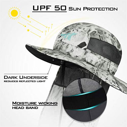 KastKing Sol Armis UPF 50 Boonie Hat - Sun Protection Hat, Fishing Hat, Beach & Hiking Hat, Paddling - color: S: Silver Mist, size: With Neck Shield