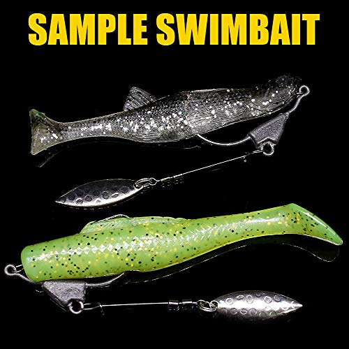 Underspin-Jig-Heads-Swimbait-Hooks-with-Spinner Blades Weighted Fishing Hooks 6 Pack - size: Size 3/0,3/16oz 5.4g, 6-pack