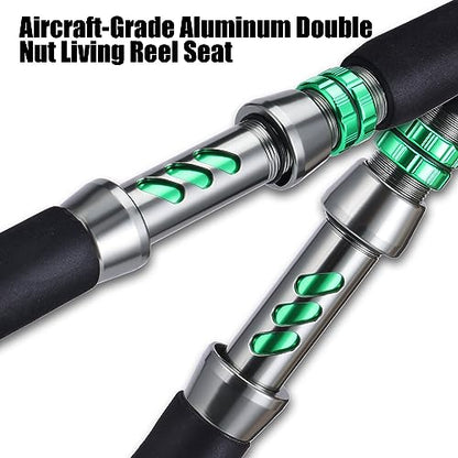 Sougayilang Catfish & Saltwater Surf Combo – 2-Piece Medium Heavy Casting Rod with Conventional Reel, 6+1 Bearings, Aluminum Uplock Seat for Catfish, Salmon, Striper, Bluefish(7'/7'6''/8') - color: A-7'0''-400 left hand