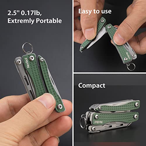 Nextool EDC Keychain Multitool, 10 in 1 Mini Pocket Knife Multi Tool with Needlenose Pliers, Scissors, Mini Useful Cool Gadgets for Men, Father's Day Gifts from Daughter-Green - color: Green