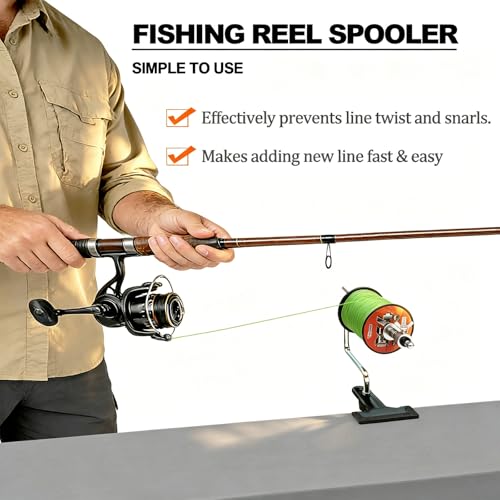 Fishing Line Spooler, Reel Winder Spooling Station for Spinning & Baitcasting Reels, Adjustable Anti-Twist & Snarl-preventing Design, Fits Multiple Line Spool Sizes