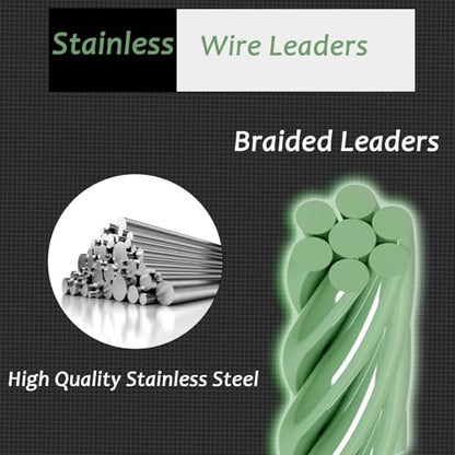 QISHUO Wire Stainless Fishing Leader Saltwater Freshwater Line Fishing Leaders Steel Snap Rigs Wire Leader Lure Black Nickel - size: Size #5 (11.8in-60lb) 30pcs
