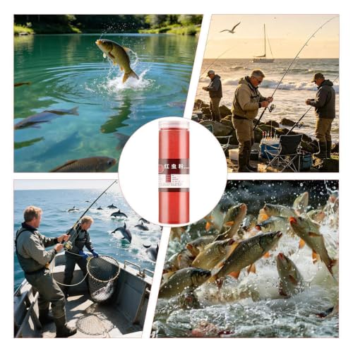 Fishing Bait Additive Powder,250g Red Worm Enhancer | Smell Fish Attractant Baits,for Trout Carp Bass Shellfish Outdoor Fishing Freshwaters Seawater Camping Kayak Lake River