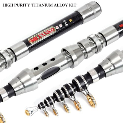 Telescopic Fishing Rod and Reel Combination, 240 Cm Carbon Fiber Rod, Adult Foldable Fishing Rod Suitable for Freshwater and Salt Water - color: Black And Silver