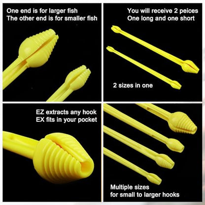 Fishing Hook Remover Tool 6pcs Plastic Hook Disgorger Dehooker Extractor 2 Sizes for Carp Trout Bass Saltwater Freshwater Ice Fishing Gear