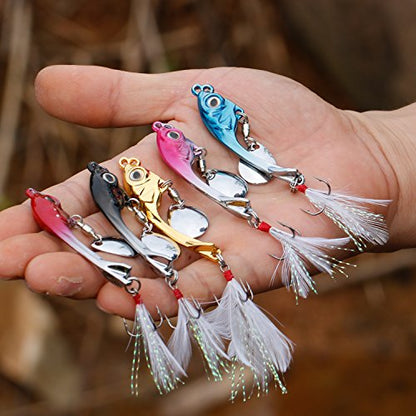 Sougayilang Jigs Fishing Lures Sinking Metal Spoons Micro Jigging Bait - color: C-2.95in/0.42oz-5PCS with BOX
