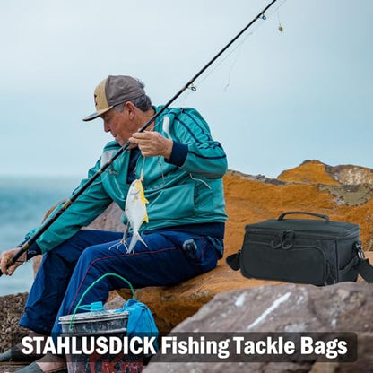 Fishing Tackle Bags Portable Fishing Tackle Storage Pack for Saltwater or Freshwater Fishing Bags with 3 Tackle Trays Padded Shoulder Strap
