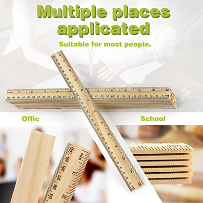 ZZTX 3 Pack Wooden Ruler 12 Inch（30 cm) | 2-in-1 scale design, Durable material, Double level design - color: 3 Pack, 12 Inch