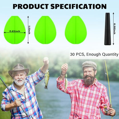 30 Pcs Trout Float Foam Teardrop Strike Fishing Bobbers Fishing Floats Fly Fishing Strike Indicators for Trout Offshore Saltwater Freshwater - color: Green