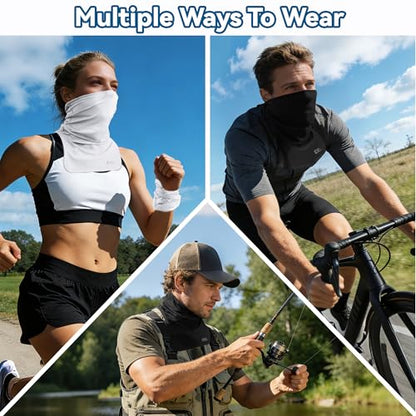 UPF 50+ Breathable Neck Gaiter, Adjustable Quick Dry Neck Gaiters for Men & Women Sun Protection Face Mask for Fishing - color: 2black+2white