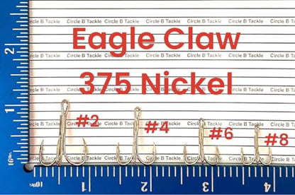 Eagle Claw 375 Treble Hook 2X Strong Nickel Finished Treble Hook Sizes #2, #4, #6 & #8 in Both 50 and 25 Packs One of the All-time Treble Hooks - size: #6 - 50 Pack