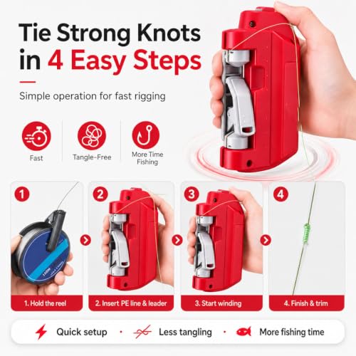 Automatic Fishing Knot Tying Tool, Electric GT FG Knotter Machine, Portable Easy Cast Fishing Line Knot Tying Tool for Anglers, Quick Gear and Tackle Accessories, USB Rechargeable - color: Green